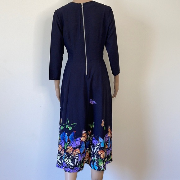 ASOS | Long sleeve navy butterfly print midi dress - Picture 5 of 11
